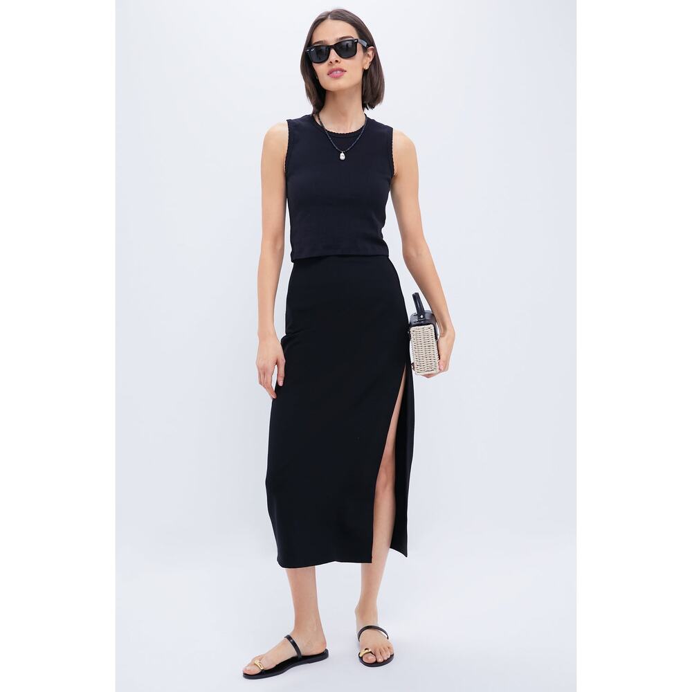 LESET Rio Side Slit Maxi Skirt Black Small NWT Minimalist Luxury